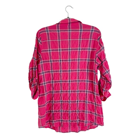 J. McLaughlin Pink plaid Long Sleeve Cotton blend Collar Shirt S - Picture 2 of 8